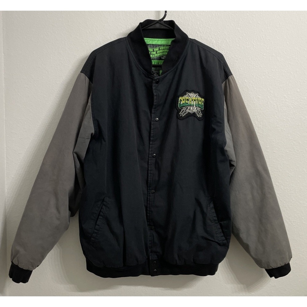 XXL CREATURE FLUNKEE SNAP FRONT JACKET  BLACK/GREY Skater Spitfire World Industr